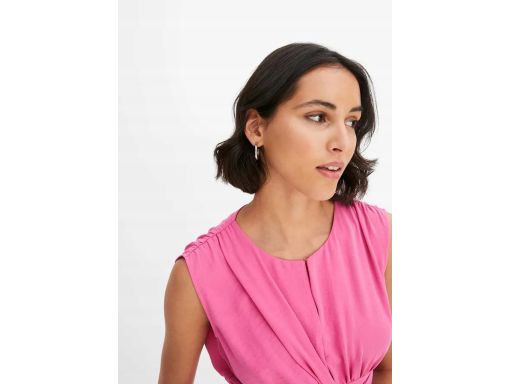 B.P.C sukienka midi jasna fuksja z przewiązaniem ^42