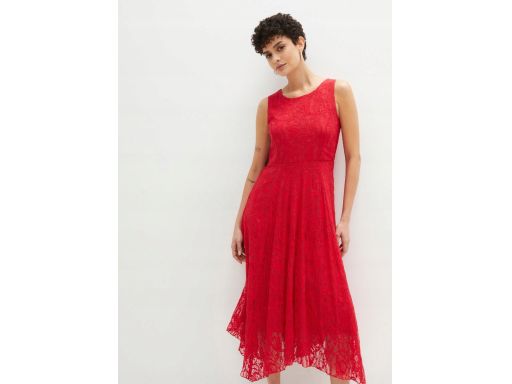 B.P.C sukienka asymetryczna koronkowa czerwona midi r.38
