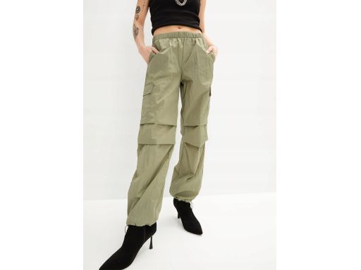 B.P.C bojówki śliskie ciemna oliwka ^38