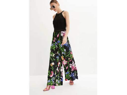 B.P.C kombinezon z koronkową górą i spodniami w kwiaty ^44