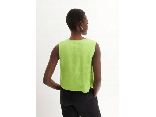 B.P.C lniana bluzka zielona z efektem założenia kopertowego ^54