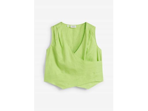 B.P.C lniana bluzka zielona z efektem założenia kopertowego ^54