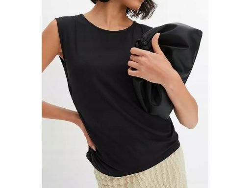 B.P.C top czarny bez rękawów z wiskozy z marszczeniem r.44/46