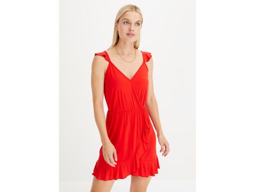B.P.C czerwona sukienka asymetryczna falbanki r.44/46