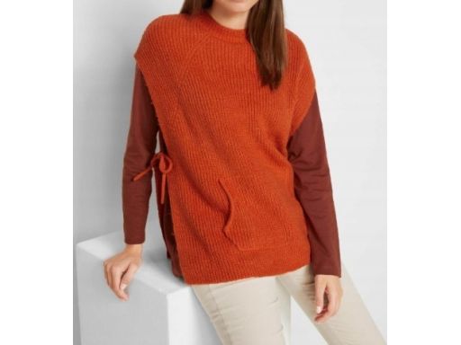 B.P.C kamizelka dzianinowa pomarańczowa damska z wiązaniem r.36/38