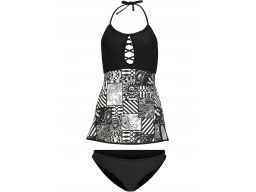 B.P.C długie tankini z figami czarno-białe ^42