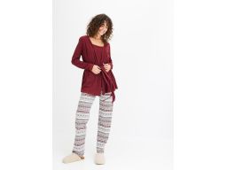 B.P.C piżama damska 3-elementowa top, bluzka kopertowa i spodnie r.52/