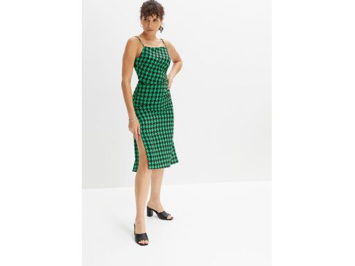 AG6954 sukienka wzorzysta czarno-zielona ^36