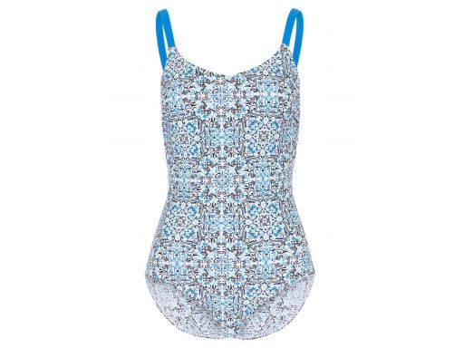 Modelujący kostium kąpielowy we wzory niebiesko-biały ^44