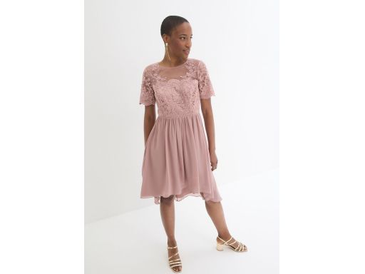 B.P.C różowa sukienka wieczorowa z haftem dłuższy tył r.40