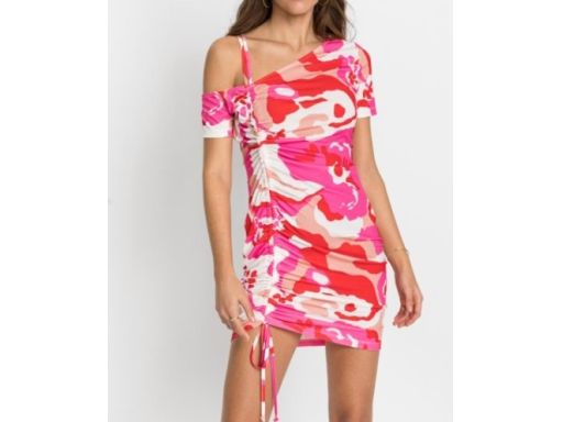 B.P.C sukienka marszczona z nadrukiem r.36/38