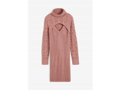 B.P.C sukienka dzianinowa przydymiony róż z wycięciem w dekolcie r.40/