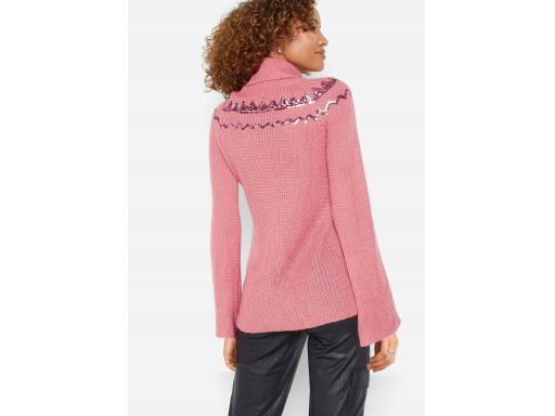 B.P.C Sweter dymny różowy z cekinami golf ^44/46