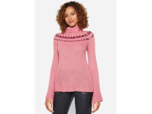 B.P.C Sweter dymny różowy z cekinami golf ^44/46