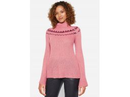 B.P.C Sweter dymny różowy z cekinami golf ^44/46