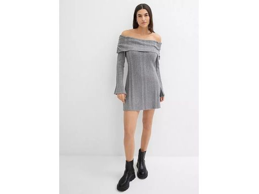 B.P.C szara sukienka mini dzianinowa carmen r.40/42