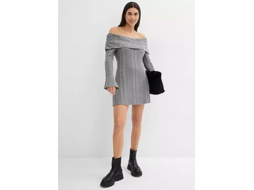 B.P.C szara sukienka mini dzianinowa carmen r.40/42