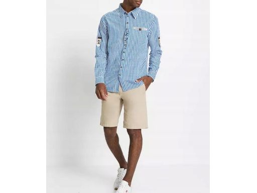 B.P.C męska koszula ludowa w kratkę z haftem 49/50.