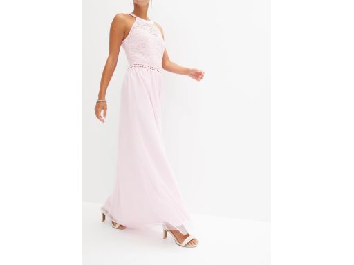 B.P.C długa sukienka jasnoróżowa tiulowa z koronką 44.