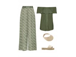 B.P.C spodnie khaki z nadrukiem palazzo 40.