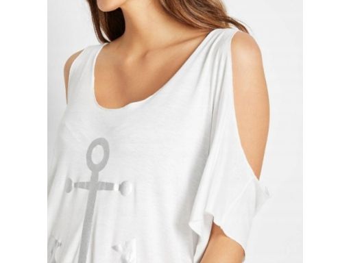 B.P.C sukienka plażowa biała wiskozowa z kotwicą r.40/42