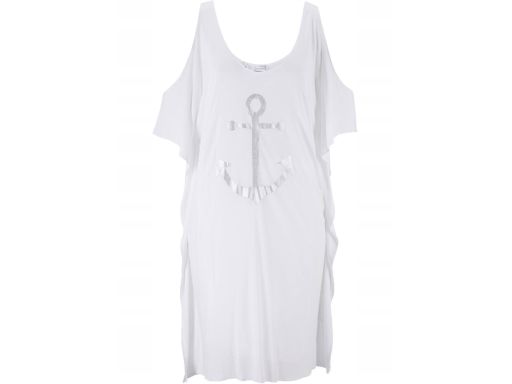 B.P.C sukienka plażowa biała wiskozowa z kotwicą r.40/42