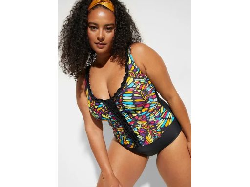 B.P.C kostium kąpielowy czarny z kolorowym wzorem 40.