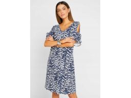 B.P.C sukienka shirtowa z nadrukiem odkryte ramiona 36/38.