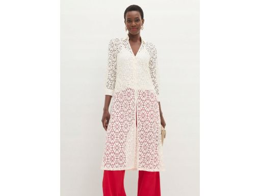 B.P.C koszula ecru długa koronkowa z kołnierzykiem + top 52.