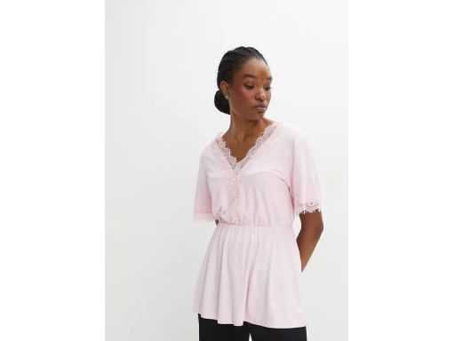 B.P.C t-shirt różowy z koronką i wiązaniem r.40/42