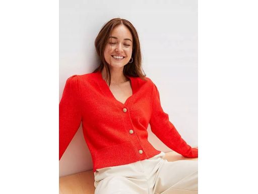 B.P.C krótki sweter rozpinany czerwony ze złotymi guzikami ^52/54