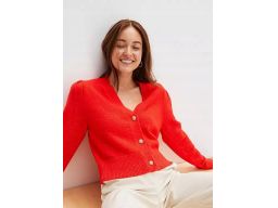 B.P.C krótki sweter rozpinany czerwony ze złotymi guzikami ^52/54