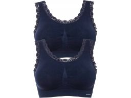 B.P.C 2-pak biustonosz bralett top granatowy z koronką r.S