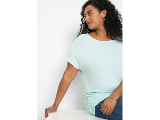 B.P.C t-shirt damski długi z marszczonym dołem niebieski ^44/46