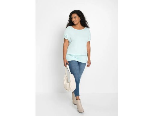 B.P.C t-shirt damski długi z marszczonym dołem niebieski ^44/46