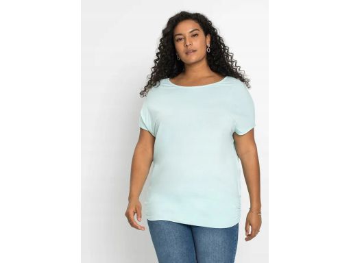 B.P.C t-shirt damski długi z marszczonym dołem niebieski ^44/46