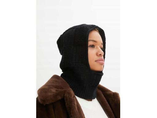 B.P.C. komin z kapturem czarny dzianinowy kominiarka rozmiar ^uniwersa