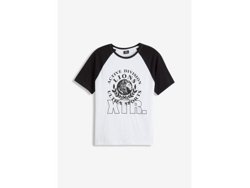 B.P.C t-shirt męski bawełniany biały z czarnym nadrukiem XXL.