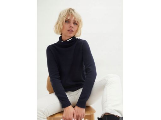 B.P.C granatowy sweter z szalowym kołnierzem ^48/50