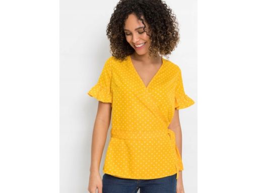 B.P.C bluzka żółta kopertowa w groszki 40.