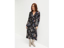 B.P.C czarna sukienka midi w kolorowe kwiaty ^40/42