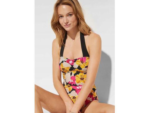 B.P.C kostium kąpielowy wiązane ramiączka kolorowe kwiaty ^44