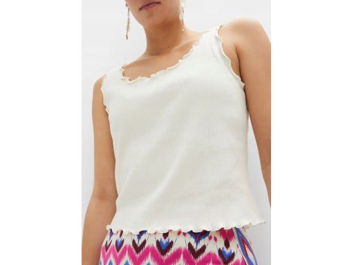 B.P.C śmietankowy krótki top w prążek bawełniany r.36/38