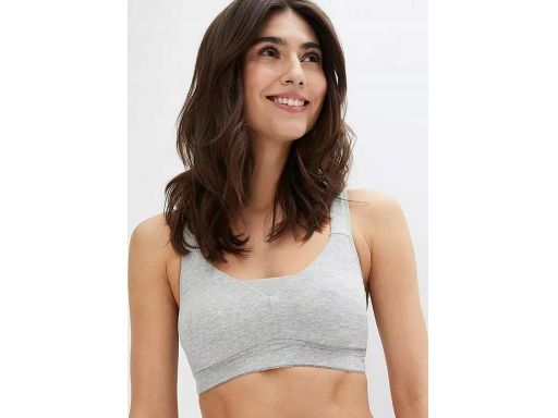 B.P.C biustonosz bawełniany bez fiszbin szary siateczką ^105B