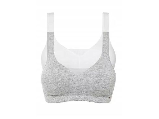 B.P.C biustonosz bawełniany bez fiszbin szary siateczką ^105B