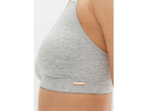 B.P.C biustonosz bawełniany bez fiszbin szary siateczką ^105B