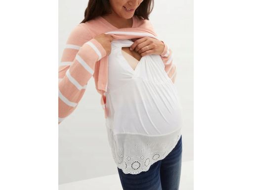 B.P.C sweter ciążowy i do karmienia łososiowy w białe paseczki r.32/34