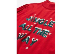 B.P.C sweter dzianinowy czerwony świąteczny z napisem z cekinów ^40/42