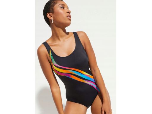 B.P.C kostium kąpielowy czarny z kolorowym wzorem ^48