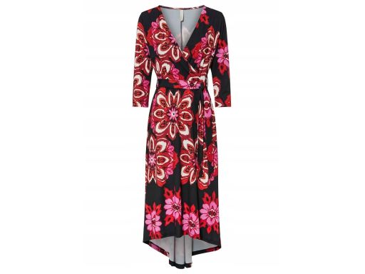 B.P.C sukienka midi asymetryczna we wzory z paskiem r.40/42